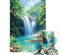 Puzzle per ragazzi da 1000 pezzi con dipinto di cascata tropicale puzzle per adulti gioco pratico ideale per passare il tempo durante le vacanze o come regalo per tutta la famiglia (38x52cm)