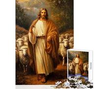 Puzzle per ragazzi da 1000 pezzi con dipinto di Gesù Cristo il Buon Pastore gioco educativo di analisi e logica decorazione per la casa compleanno e Natale (38x52cm)