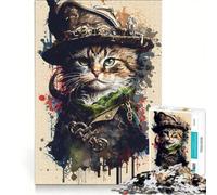 Puzzle per ragazzi da 1000 pezzi con dipinto di un gatto pirata gioco educativo migliora la memoria regalo di compleanno 50x75cm