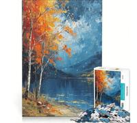 Puzzle per ragazzi da 1000 pezzi con dipinto di un lago autunnale, gioco educativo, divertente antistress, ottimo regalo per gli appassionati di videogiochi 38x52cm