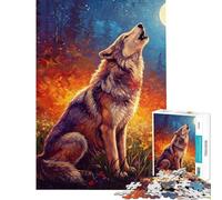 Puzzle per ragazzi da 1000 pezzi con dipinto di un lupo che ulula alla luna Un gioco pratico divertente e umoristico ideale come regalo antistress (dimensioni 38x52cm)