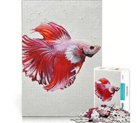 Puzzle per ragazzi da 1000 pezzi con dipinto di un pesce Betta rosso giochi per famiglie decorazione perfetta collezione d'artista belle arti 50x75cm