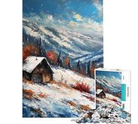 Puzzle per ragazzi da 1000 pezzi con dipinto di una baita invernale tra le montagne innevate Gioco di puzzle per adulti analisi e logica ideale come regalo di compleanno o per occasioni speciali
