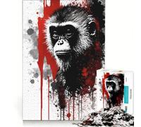 Puzzle per ragazzi da 1000 pezzi con dipinto di una scimmia cappuccino, giocattolo antistress, gara di velocità manuale, per migliorare l'amore tra le coppie, 38x26cm