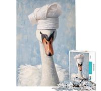 Puzzle per ragazzi da 1000 pezzi con dipinto di uno chef e un cigno giocattolo antistress per adulti regalo da parete per amici e familiari (dimensioni 50x75cm)