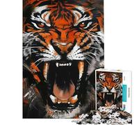 Puzzle per ragazzi da 1000 pezzi con dipinto "Ruggito di tigre" gioco pratico divertente e umoristico ideale come regalo antistress (dimensioni 38x52cm)