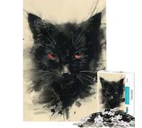 Puzzle per ragazzi da 1000 pezzi con disegno di un gatto nero e ombra Gioco pratico e stimolante ideale come regalo Taglio di precisione (dimensioni 38x52cm)