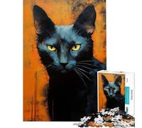 Puzzle per ragazzi da 1000 pezzi con disegno di un gatto nero giocattolo educativo per l'apprendimento gioco pratico di analisi e logica idea regalo (dimensioni 38x52cm)