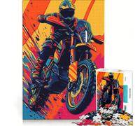 Puzzle per ragazzi da 1000 pezzi con disegno di un salto in motocross gioco pratico attività divertenti da fare a casa con poster e foglio di curiosità abbinati 38x26cm