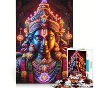 Puzzle per ragazzi da 1000 pezzi con divinità indiane dai colori vivaci e neon gioco impossibile regalo di compleanno con poster abbinato e foglio di curiosità 38x52cm