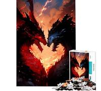 Puzzle per ragazzi da 1000 pezzi con draghi rossi e blu gioco per famiglie giocattolo avvincente per coltivare la pazienza un'ottima idea regalo una vera opera d'arte (dimensioni 38x52cm)