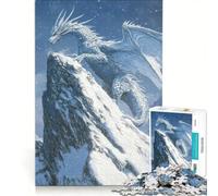 Puzzle per ragazzi da 1000 pezzi con drago bianco sulla cima di una montagna decorazione da parete per divertimento in famiglia regalo di compleanno regalo di viaggio 50x75cm