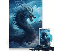 Puzzle per ragazzi da 1000 pezzi con drago blu,incastro perfetto,gioco creativo,ideale per il tempo libero e come regalo di Natale 50x75cm