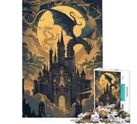 Puzzle per ragazzi da 1000 pezzi con drago castello fantasy arte sfida educativa ma divertente e umoristica giochi rilassanti per ragazzi dai 14 anni in su del puzzle 50x75cm