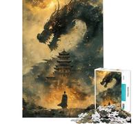 Puzzle per ragazzi da 1000 pezzi con drago cinese antico puzzle per adulti giocattolo fai da te gara di velocità manuale difficile e stimolante (dimensioni 50x75cm)