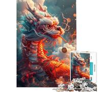 Puzzle per ragazzi da 1000 pezzi con drago cinese stilizzato perfetto per compleanni e Natale Decorazione ideale Gioco impossibile per ragazzi dai 14 anni in su (38x26cm)