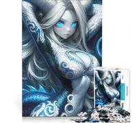 Puzzle per ragazzi da 1000 pezzi con drago dagli occhi azzurri e donna in stile anime, gioco rilassante, di analisi e logica, per migliorare l'amore tra le coppie 38x26cm