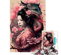 Puzzle per ragazzi da 1000 pezzi con drago e geisha gioco per famiglie ideale per le vacanze a casa per passare il tempo regalo di Natale o di compleanno (dimensioni 50x75cm)