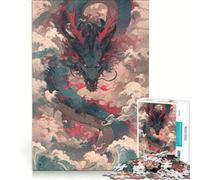 Puzzle per ragazzi da 1000 pezzi con drago e onde, stile giapponese, gioco interattivo, attività divertenti da fare a casa, collezione d'artista, belle arti 50x75cm