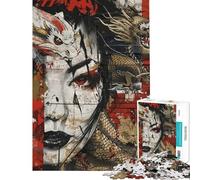 Puzzle per ragazzi da 1000 pezzi con drago geisha e samurai Puzzle per adulti giocattolo fai da te ideale per passare il tempo durante le vacanze o come regalo per tutta la famiglia (50x75cm)