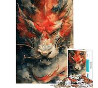 Puzzle per ragazzi da 1000 pezzi con drago giapponese vintage Aiuta a stimolare la mente ideale per la decorazione domestica e il relax Adatto a persone dai 14 anni in su (38x52cm)