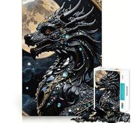 Puzzle per ragazzi da 1000 pezzi con drago in onice nero,grafica di alta qualità,gioco che stimola la concentrazione,ideale per il tempo libero,regalo di Natale 50x75cm
