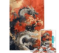 Puzzle per ragazzi da 1000 pezzi con drago rosso asiatico portafortuna puzzle per adulti giocattolo fai da te gara di velocità manuale difficile e stimolante (dimensioni 38x26cm)