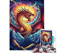 Puzzle per ragazzi da 1000 pezzi con drago sulla montagna e fulmine Puzzle per adulti antistress divertenti e stimolanti per l'interazione genitore-figlio (dimensioni 38x52cm)