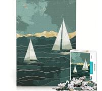 Puzzle per ragazzi da 1000 pezzi con due barche a vela nell'oceano gioco rilassante di analisi e logica per rafforzare l'amore tra le coppie 38x26cm