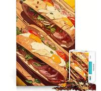 Puzzle per ragazzi da 1000 pezzi con due deliziosi panini su tavola di legno, decorazione con ritagli precisi, giocattolo creativo e divertente, gioco di pace, pezzo d'arte natalizio (38x26cm)