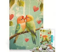 Puzzle per ragazzi da 1000 pezzi con due innamorati su un ramo e cuori antistress rilassante e stimolante per la mente gioco unico e stimolante 38x52cm