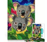 Puzzle per ragazzi da 1000 pezzi con due koala tra la vegetazione colorata, pezzi a incastro, gioco divertente e tranquillo, ideale per compleanni e attività artistiche (38x52cm)