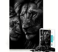 Puzzle per ragazzi da 1000 pezzi con due leoni che si abbracciano, poster con taglio preciso, decorazione creativa e divertente, gioco di pace, pezzo d'arte natalizio (50x75cm)