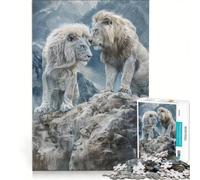 Puzzle per ragazzi da 1000 pezzi con due leoni uno di fronte all'altro giocattolo fai-da-te interazione genitore-figlio compleanno e Natale 50x75cm