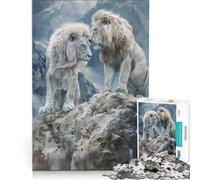 Puzzle per ragazzi da 1000 pezzi con due leoni uno di fronte all'altro gioco rilassante antistress divertente regalo di compleanno o per occasioni speciali 38x52cm