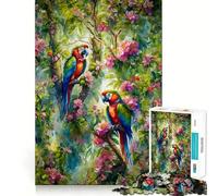 Puzzle per ragazzi da 1000 pezzi con due pappagalli nella giungla, bordi perfetti, divertente gioco di logica, regalo, accogliente e divertente, decorazione natalizia da parete (38x52cm)