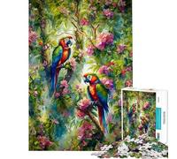 Puzzle per ragazzi da 1000 pezzi con due pappagalli nella giungla Puzzle per adulti gioco pratico regalo per donne ideale per tutta la famiglia (dimensioni 38x52cm)