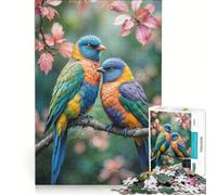 Puzzle per ragazzi da 1000 pezzi con due uccellini innamorati appollaiati gioco rilassante di analisi e logica per rafforzare l'amore tra le coppie 38x52cm