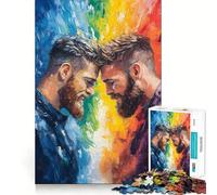 Puzzle per ragazzi da 1000 pezzi con due uomini che toccano la fronte, pezzi che si incastrano perfettamente, gioco logico divertente e tranquillo, gioco artistico per compleanno (38x52cm)