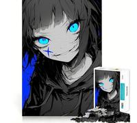 Puzzle per ragazzi da 1000 pezzi con effetto "occhi blu luminosi" e bordo decorato,gioco che stimola la concentrazione,ideale per il tempo libero,regalo di Natale 38x26cm