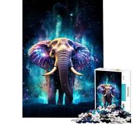 Puzzle per ragazzi da 1000 pezzi con elefante al neon e nebulose gioco educativo giocattolo intellettuale ottimo regalo per gli appassionati di giochi un'opera d'arte (dimensioni 38x52cm)