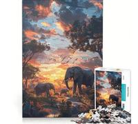 Puzzle per ragazzi da 1000 pezzi con elefanti, tema natura e tecnologia SynthWave Giochi rilassanti, di analisi e logica, ideali come regalo di compleanno o da viaggio 38x26cm