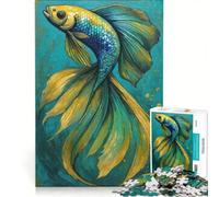 Puzzle per ragazzi da 1000 pezzi con elegante dipinto ad acquerello di un pesce Betta verde, gioco per famiglie, assemblaggio di motivi, per rafforzare l'amore tra le coppie 50x75cm