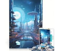 Puzzle per ragazzi da 1000 pezzi con epico paesaggio urbano futuristico, giochi per famiglie, assemblaggio di figure, per rafforzare l'amore tra le coppie 50x75cm