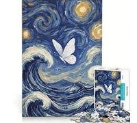 Puzzle per ragazzi da 1000 pezzi con farfalla in stile dipinto di Van Gogh, giocattolo antistress, gara di velocità manuale, per migliorare l'amore tra le coppie, 38x52cm