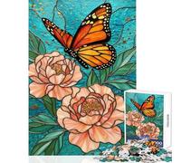 Puzzle per ragazzi da 1000 pezzi con farfalle e vetrate artistiche ideale per il relax la decorazione murale e la casa perfetto per l'interazione genitore-figlio (75x50cm)