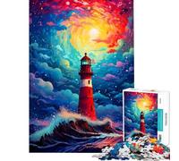 Puzzle per ragazzi da 1000 pezzi con faro e onde in pixel art Un gioco avvincente per coltivare la pazienza un rompicapo perfetto per decorare e regalare qualcosa di divertente (dimensioni 38x52cm)
