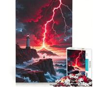 Puzzle per ragazzi da 1000 pezzi con faro fulmini e paesaggi costieri giochi per famiglie decorazione perfetta collezione d'artista belle arti 50x75cm
