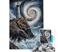 Puzzle per ragazzi da 1000 pezzi con faro nella tempesta giocattolo per ragazzi decorazione da parete sfida educativa (dimensioni 38x52cm)