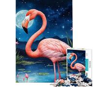 Puzzle per ragazzi da 1000 pezzi con fenicottero al chiaro di luna e paesaggio notturno sereno Aiuta a sviluppare la mente e stimola il divertimento in famiglia Giocattolo fai-da-te per ragazzi